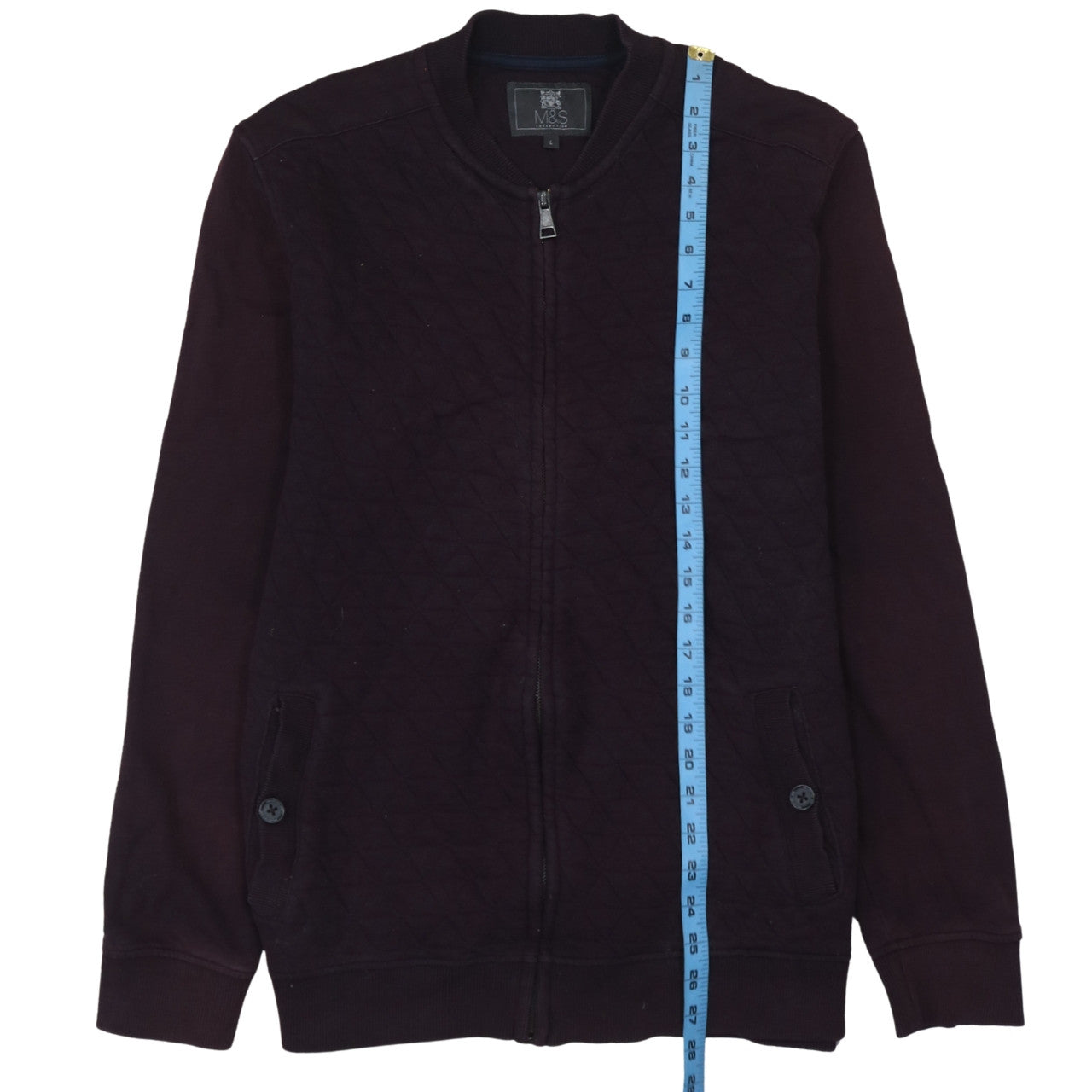 Marks and Spencer Men's Brown Quilted Full Zip Jacket L
