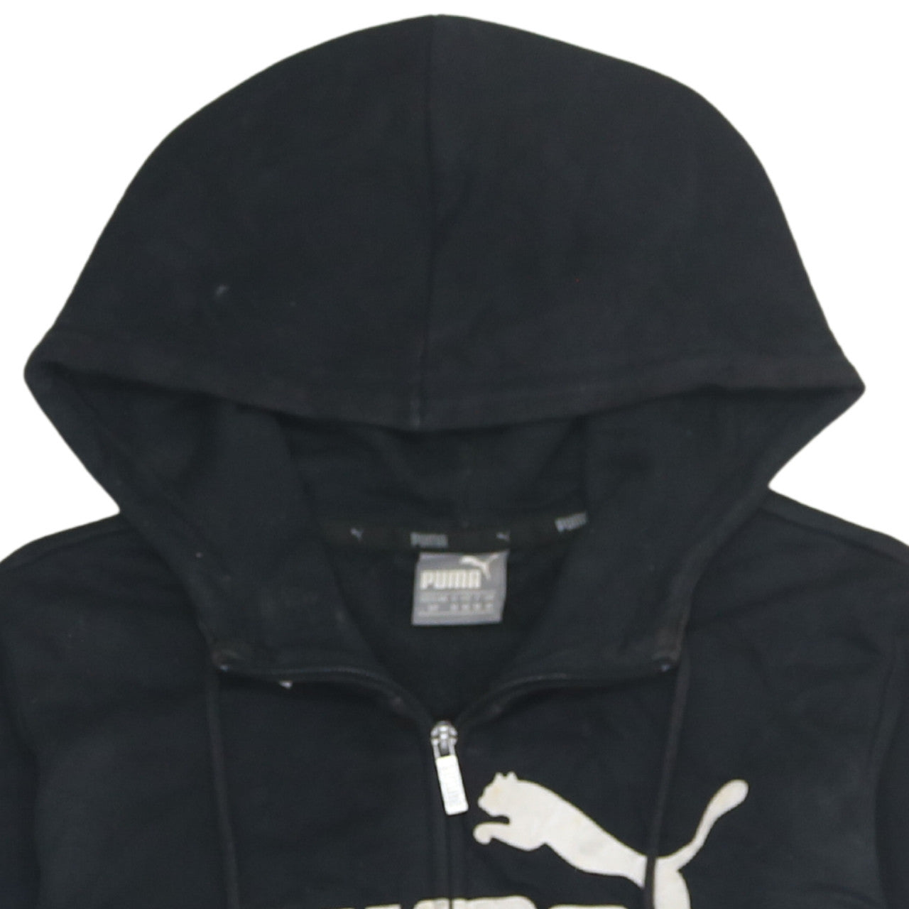 Puma Womens Black Full Zip Hoodie Sweatshirt L Logo Print Casual