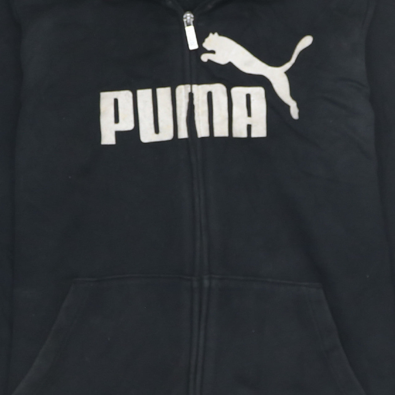 Puma Womens Black Full Zip Hoodie Sweatshirt L Logo Print Casual