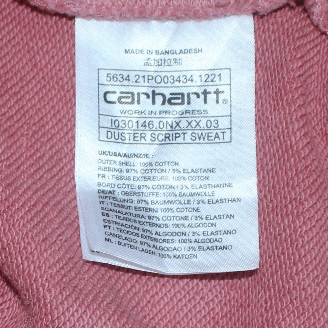 Carhartt Men’s Pink Collared Henley Sweatshirt Size S