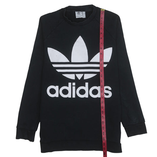 Adidas Womens Black Size 8 Crew Neck Trefoil Logo Sweatshirt
