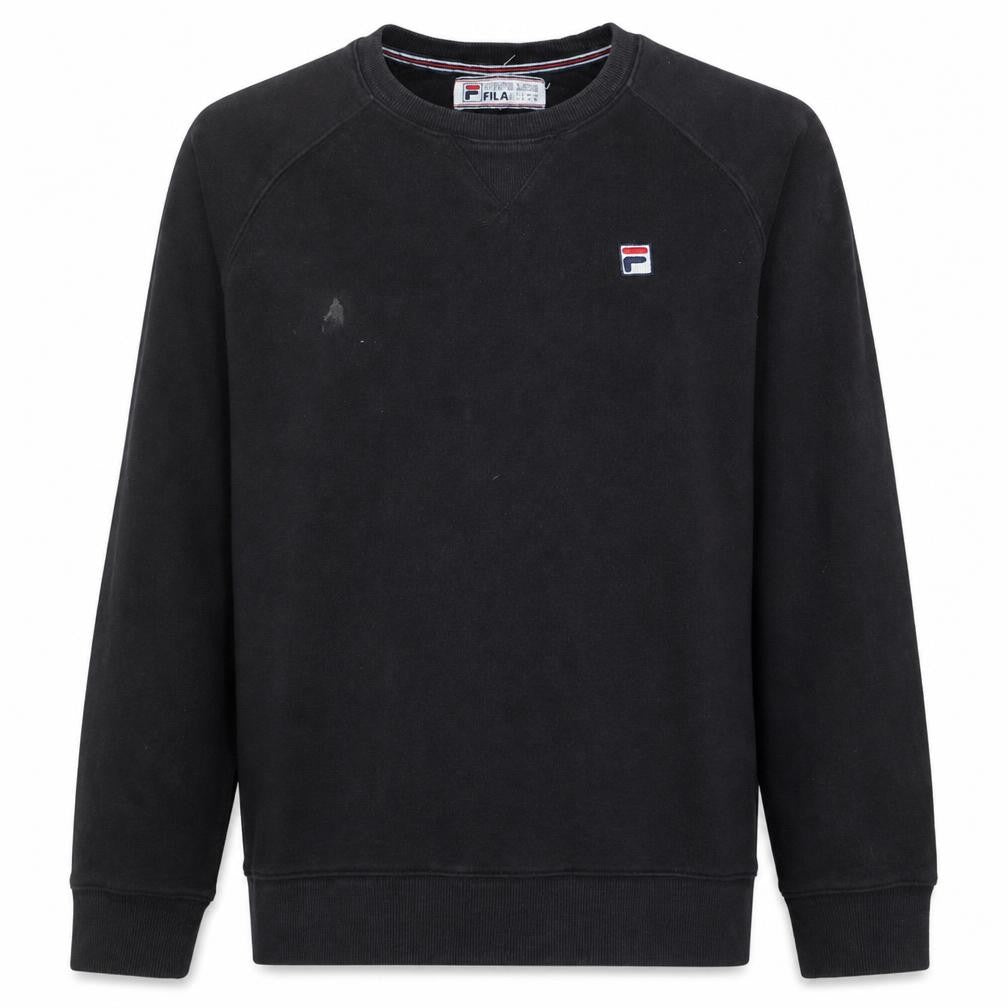 Fila Mens Black Pullover Sweatshirt L Logo Crew Neck Sportswear
