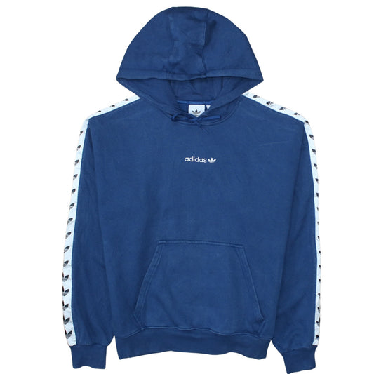 Adidas Men Blue Pullover Hoodie Size M Logo Fleece Sweatshirt