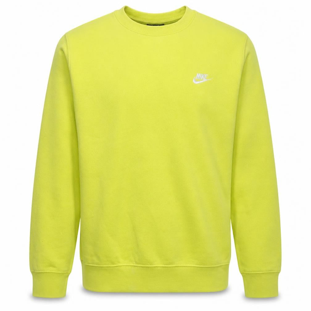 Nike Men Yellow Crew Neck Pullover Sweatshirt M Regular Fit Fleece