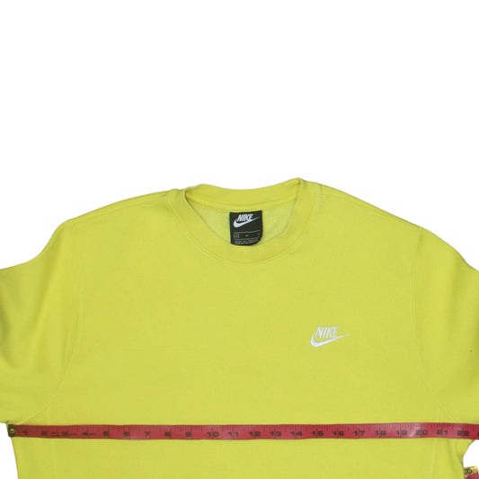 Nike Men Yellow Crew Neck Pullover Sweatshirt M Regular Fit Fleece