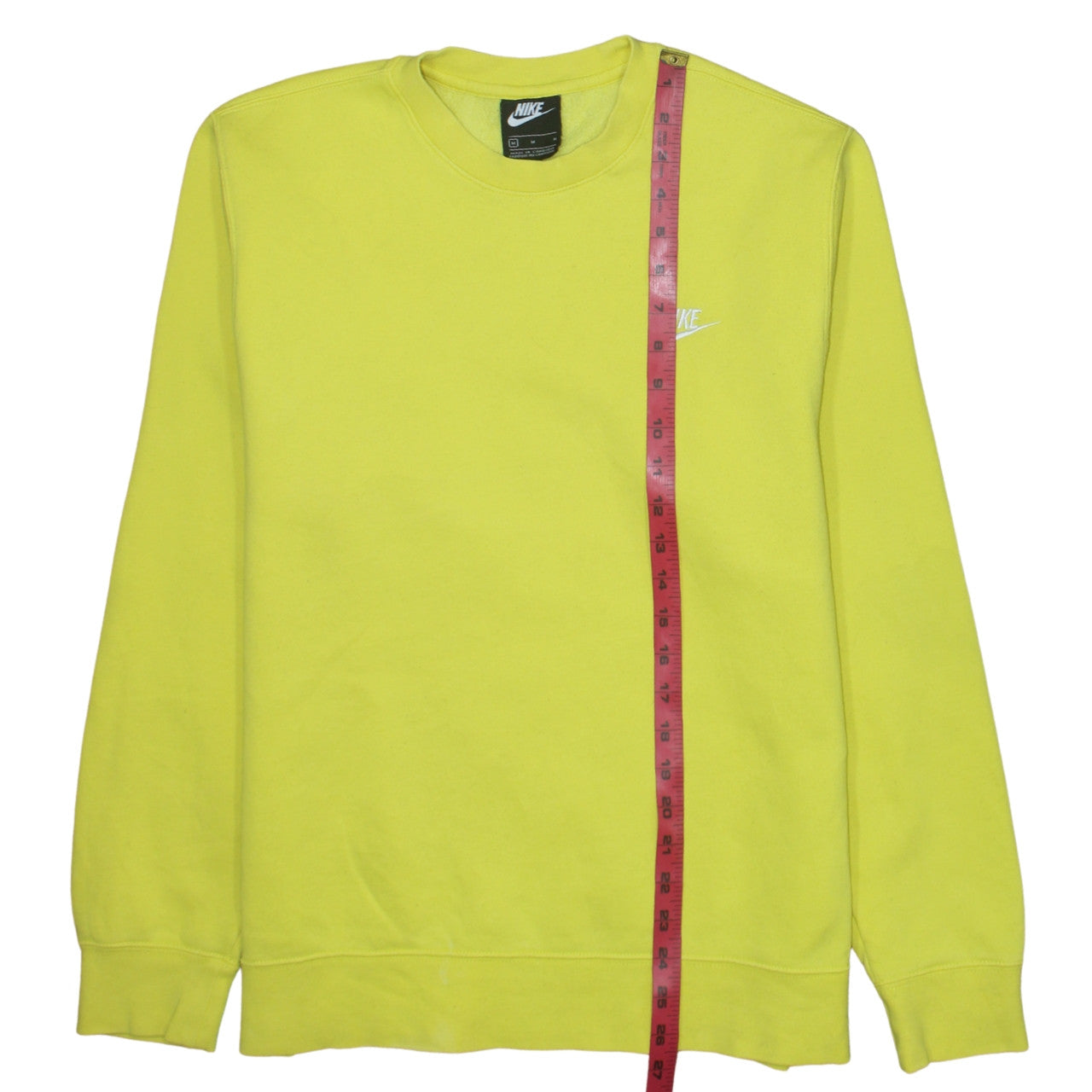 Nike Men Yellow Crew Neck Pullover Sweatshirt M Regular Fit Fleece