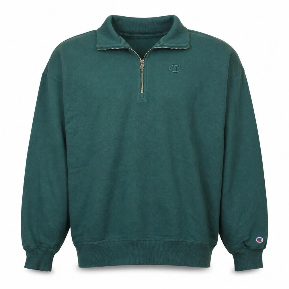 Champion Men’s Green 1/2 Zip Fleece Sweatshirt Size S