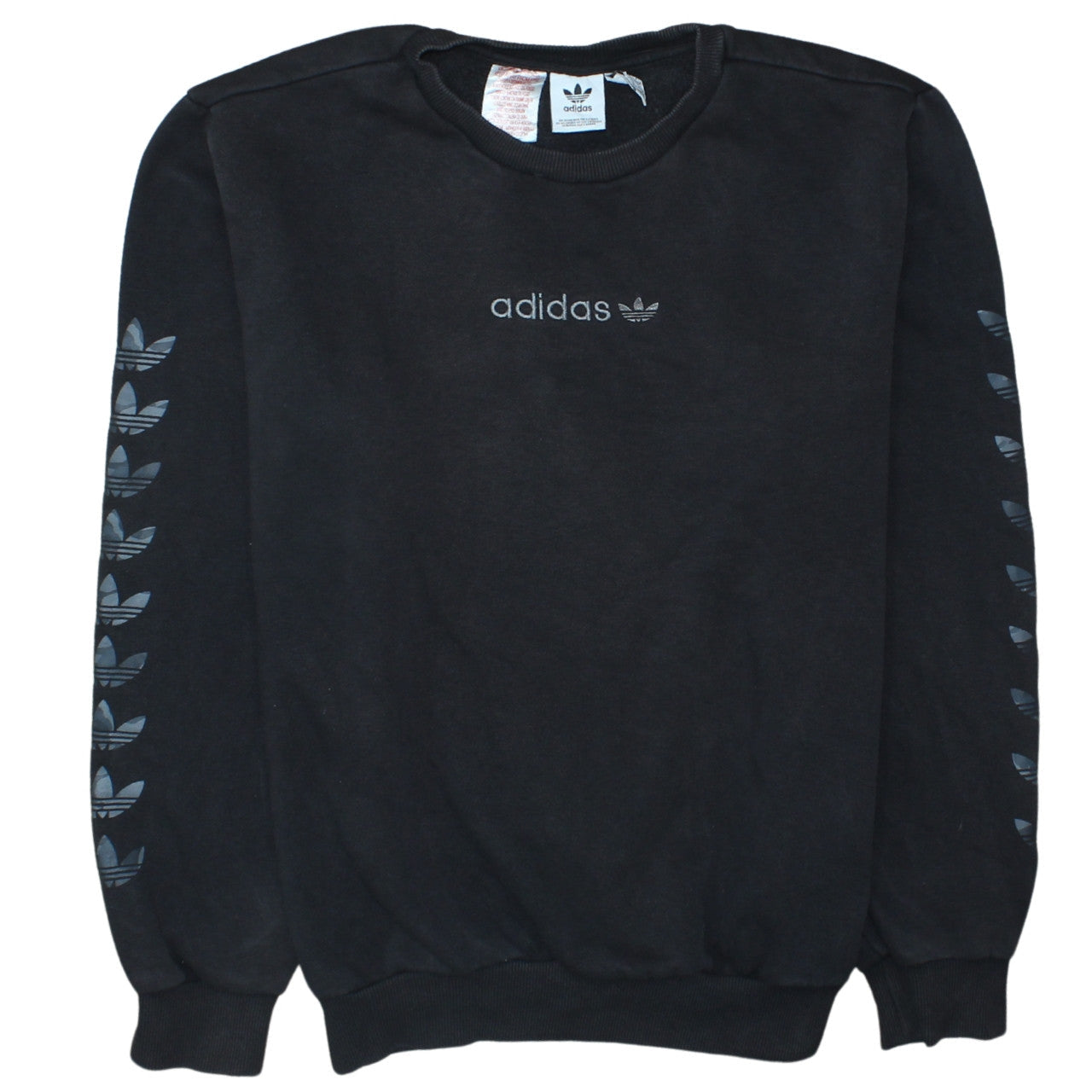 Adidas Boys Black Crew Neck Pullover Sweatshirt Size 15-16 Years