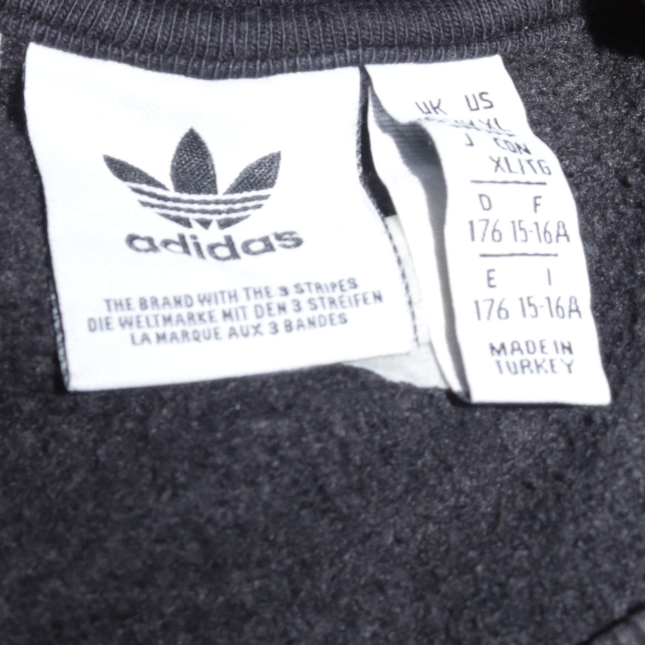 Adidas Boys Black Crew Neck Pullover Sweatshirt Size 15-16 Years