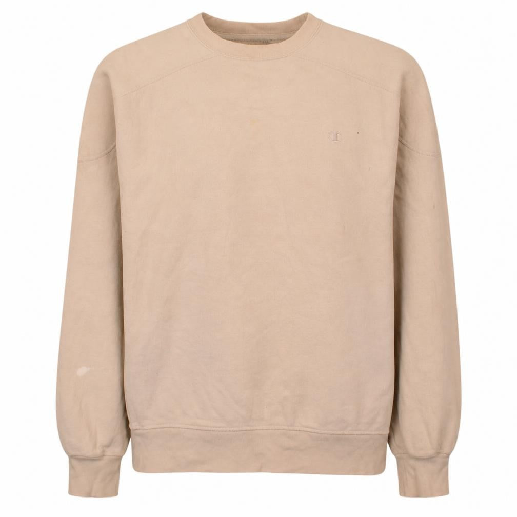 Champion Men's Beige Crew Neck Pullover Sweatshirt Size L