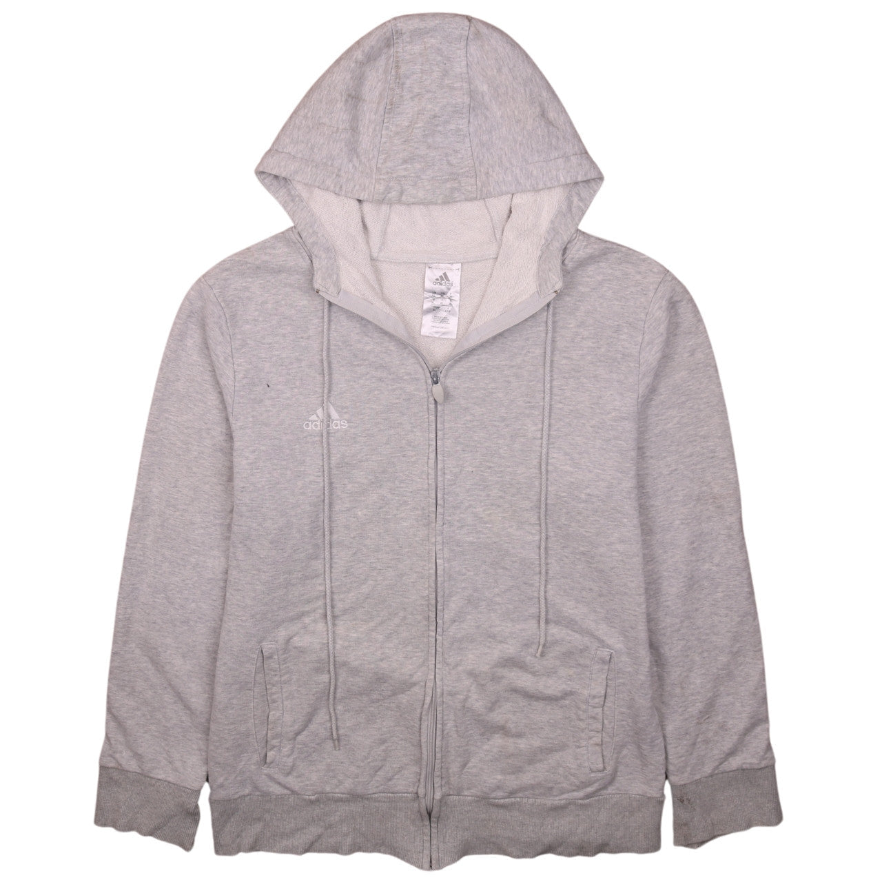 Adidas Mens Grey Full Zip Hoodie XL Regular Fit Lightweight