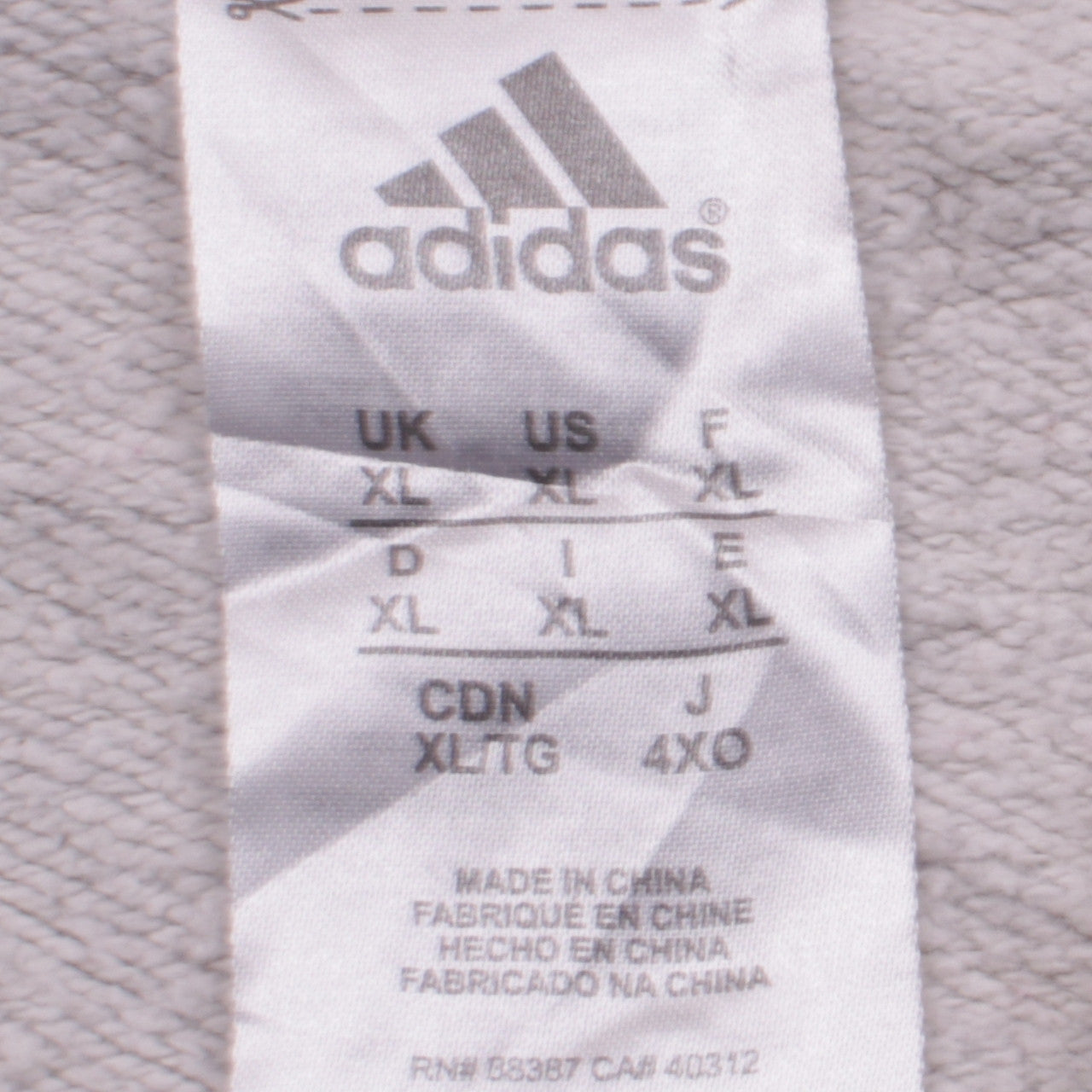 Adidas Mens Grey Full Zip Hoodie XL Regular Fit Lightweight