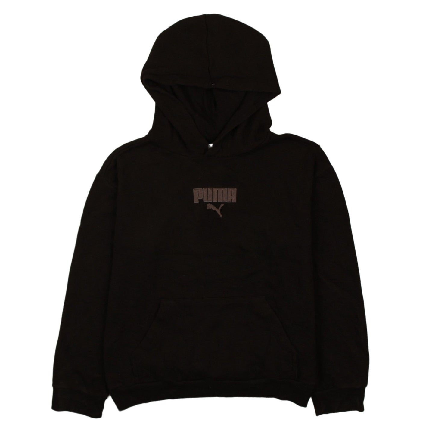 Puma Boys Black Pullover Hoodie 14-16 Years Regular Fit Fleece Sweatshirt