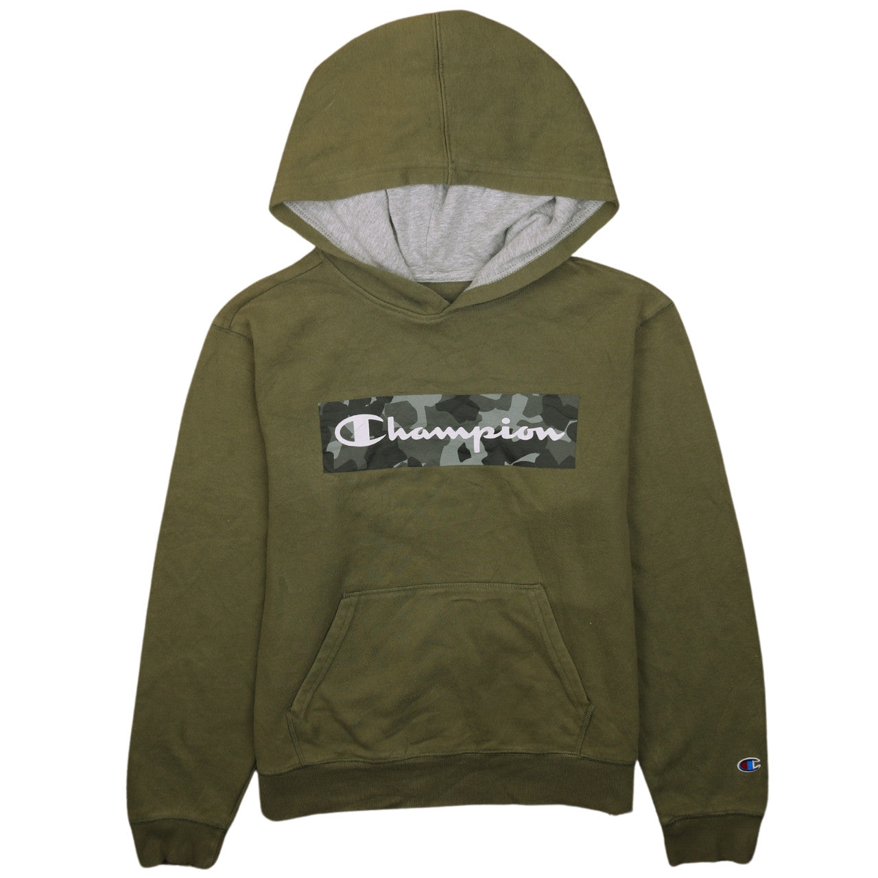 Champion Boys Green XL Camouflage Logo Pullover Hoodie Sweatshirt