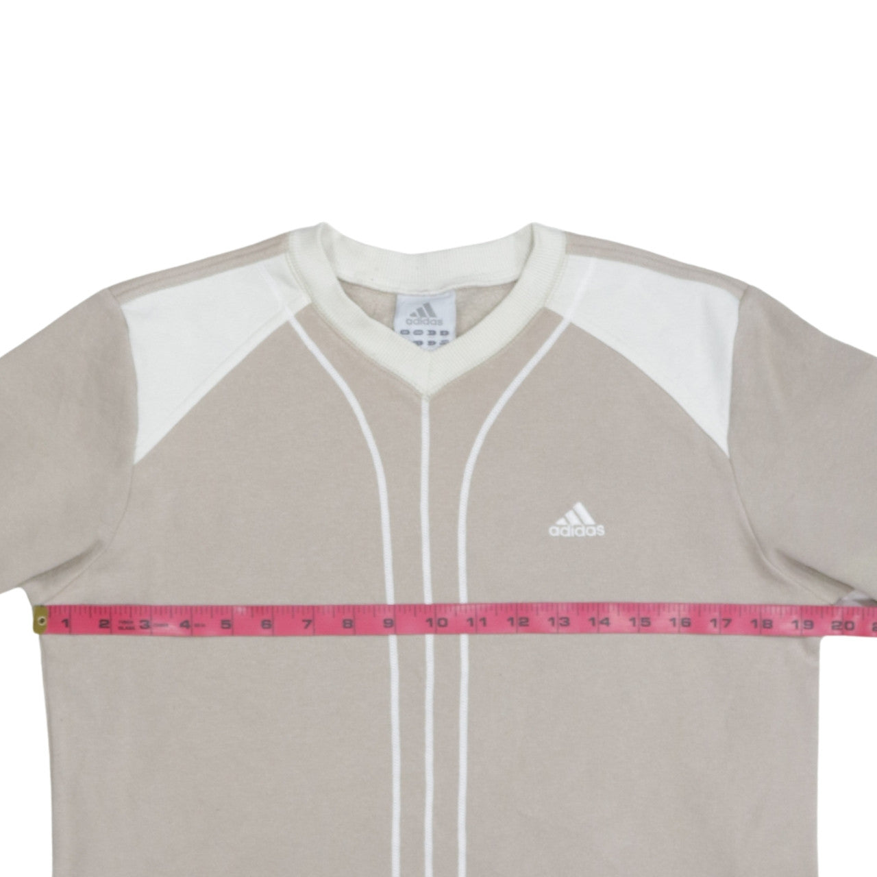 Adidas Boys Beige V-Neck Pullover Sweatshirt Size 176 Long Sleeve