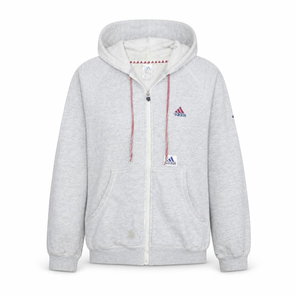 Adidas Womens Grey Full Zip Hoodie Medium Cotton Blend Logo
