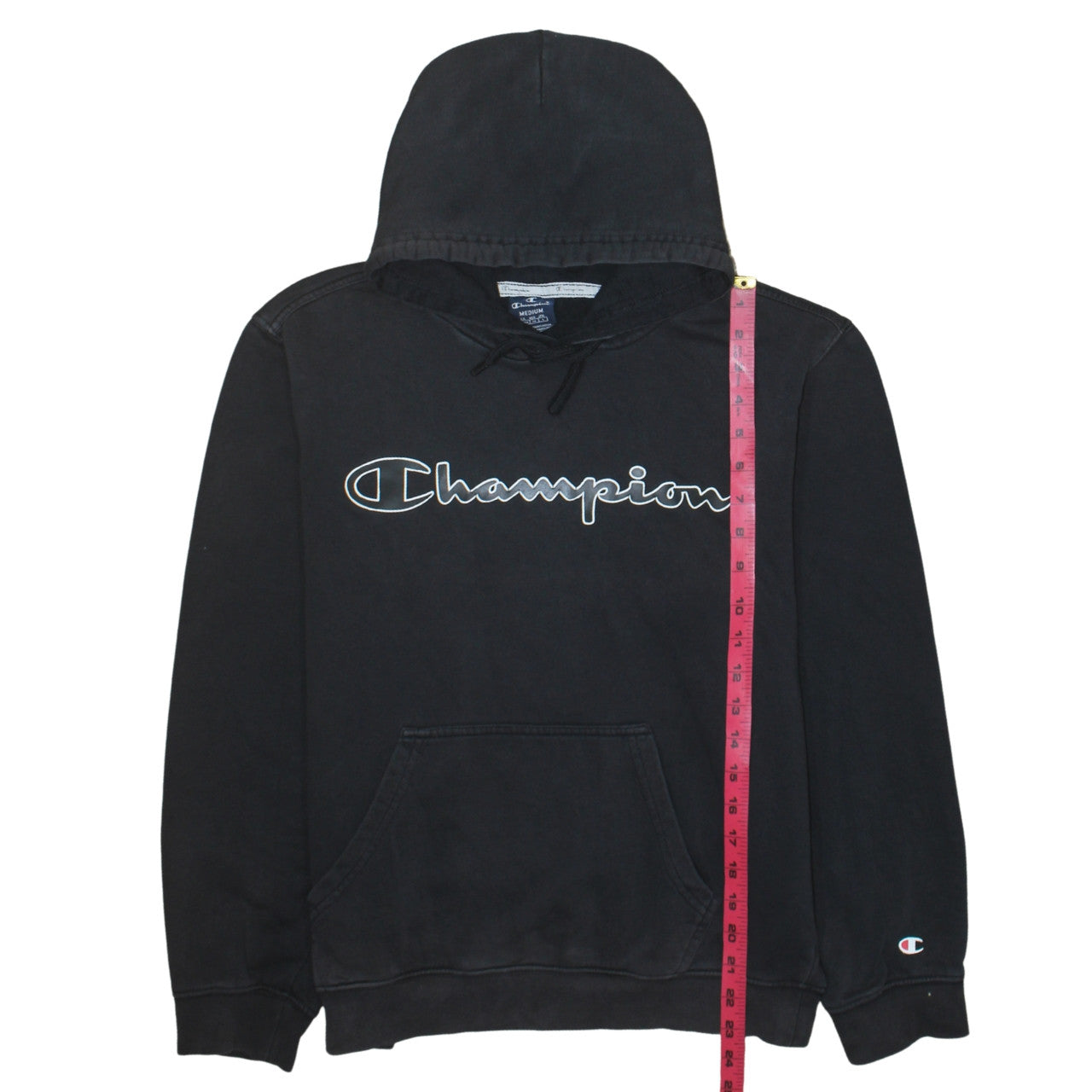 Champion Men's Black Pullover Hoodie Medium Logo Fleece Sweatshirt