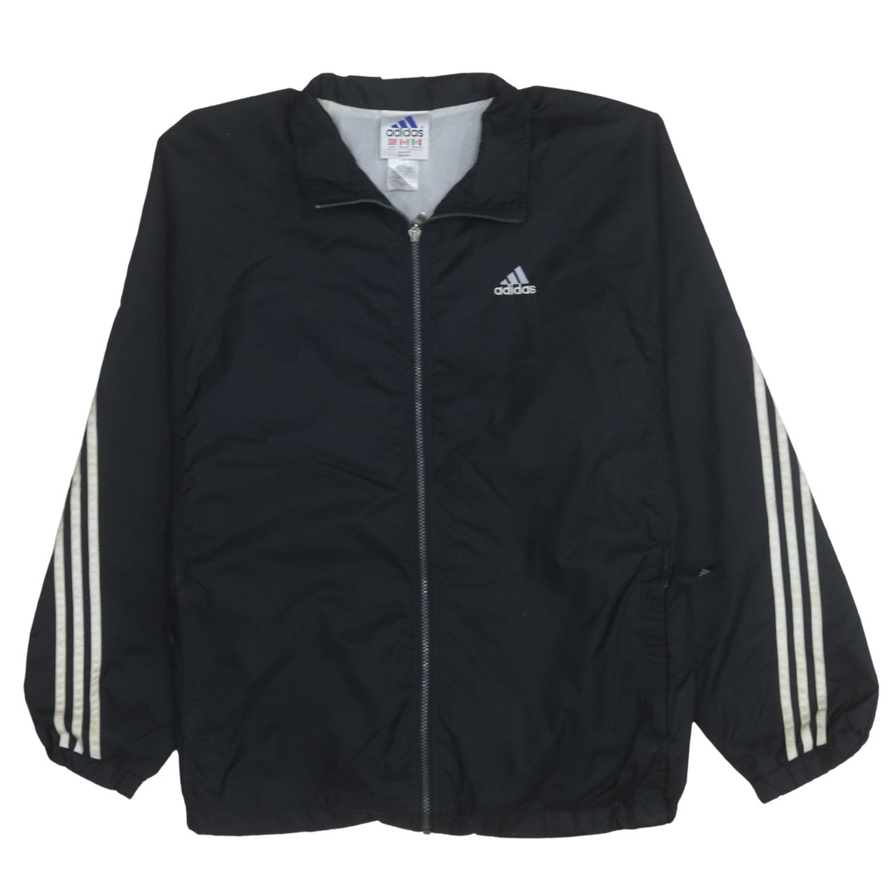 Adidas Mens Black L Windbreaker Zip Jacket Lightweight Sportswear