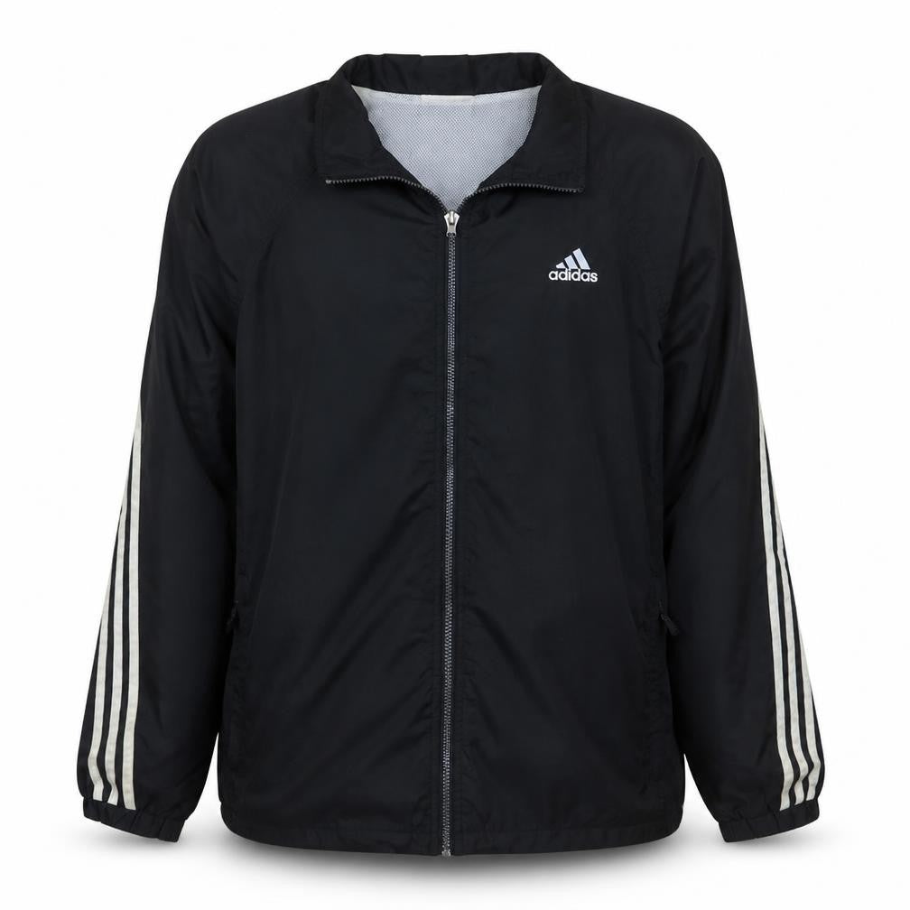 Adidas Mens Black L Windbreaker Zip Jacket Lightweight Sportswear