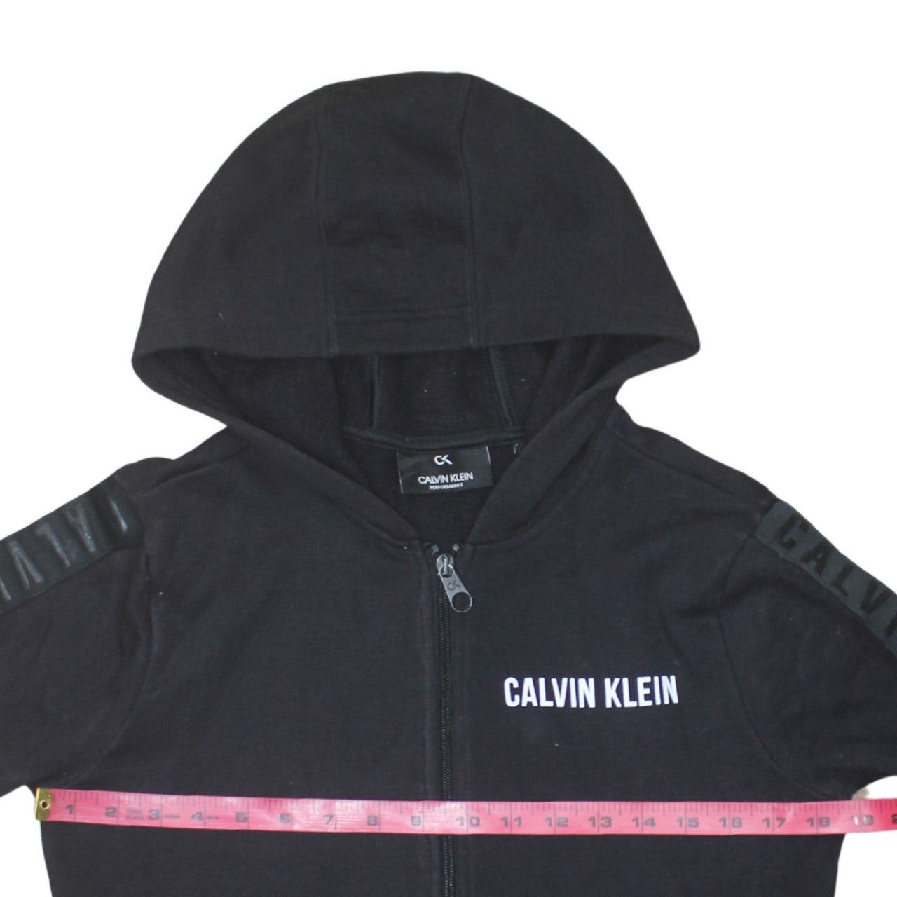Calvin Klein Men Black Full Zip Hoodie Size S Logo Fleece
