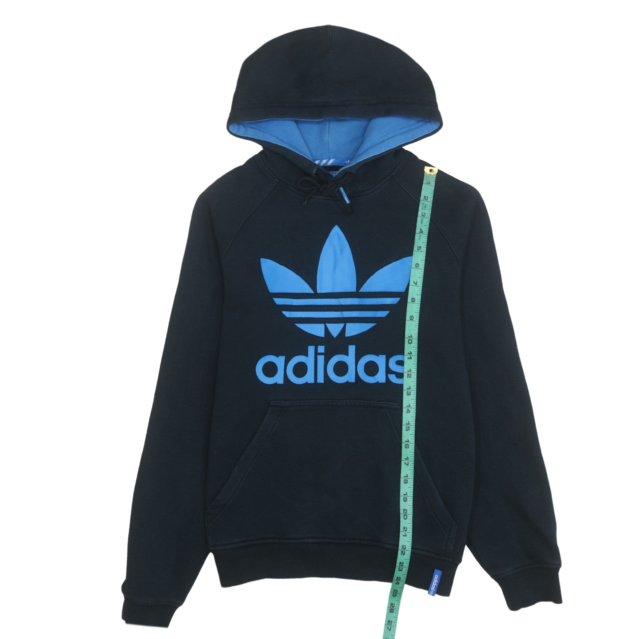 Adidas Men's Black XL Pullover Hoodie with Blue Logo