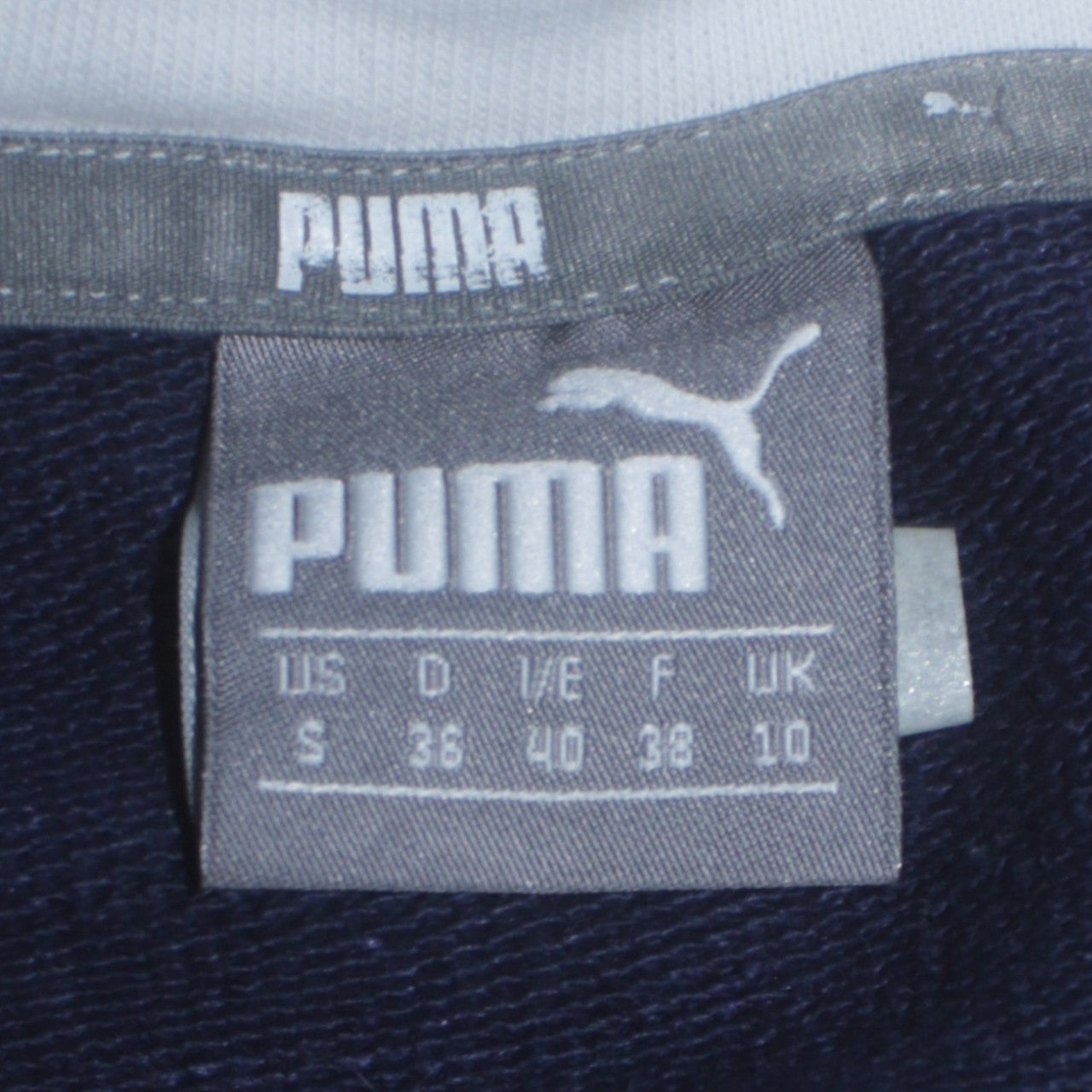 Puma Womens White Blue Size 10 Crew Neck Pullover Sweatshirt