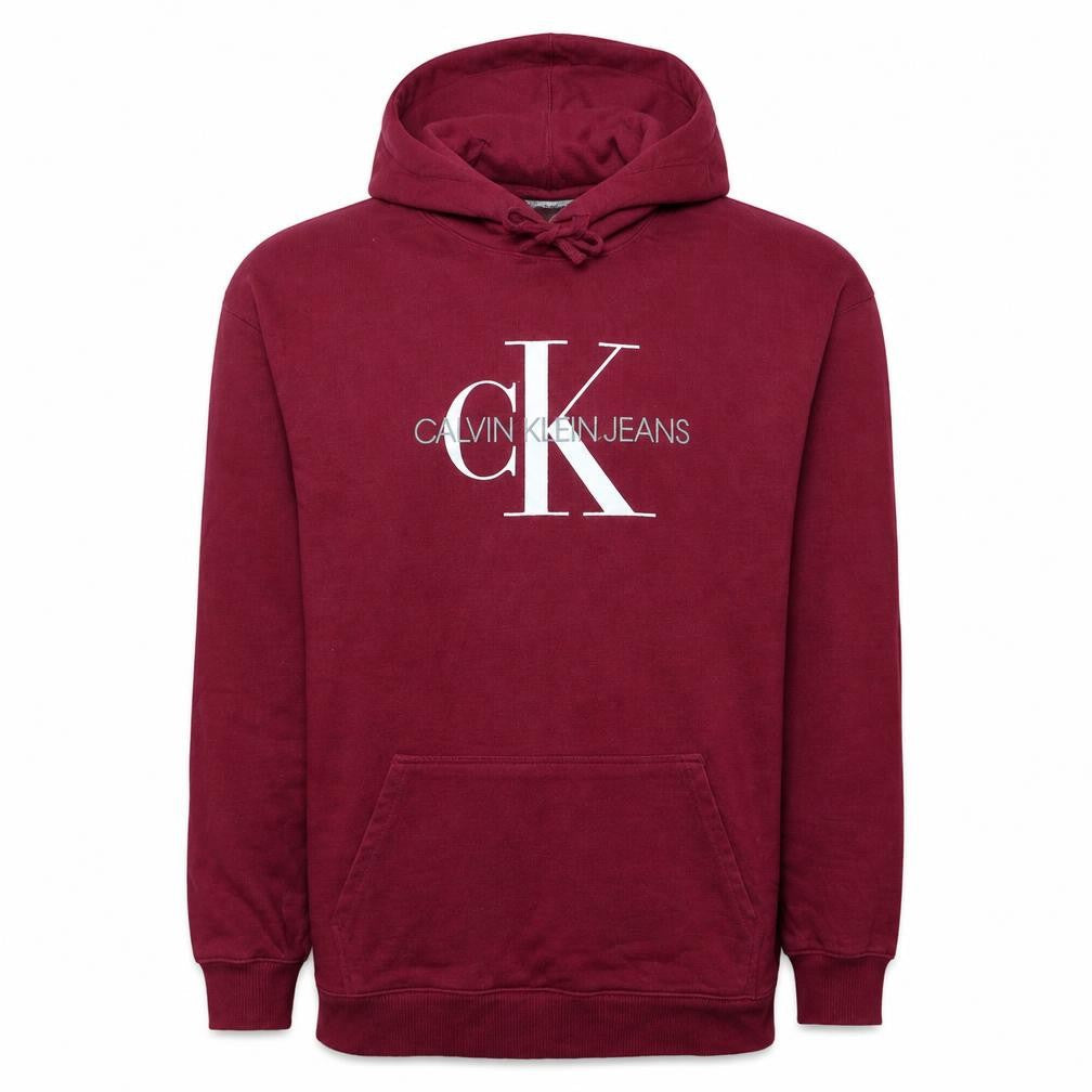 Calvin Klein Jeans Men's Red XS Pullover Hoodie with Logo