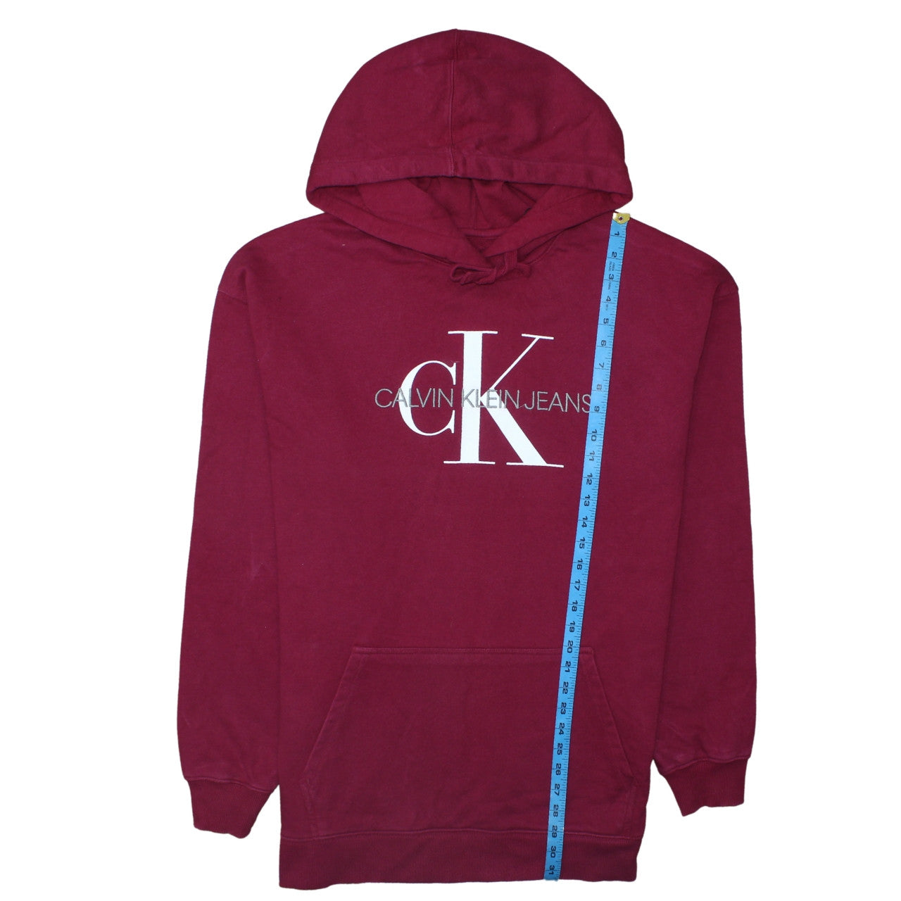 Calvin Klein Jeans Men's Red XS Pullover Hoodie with Logo