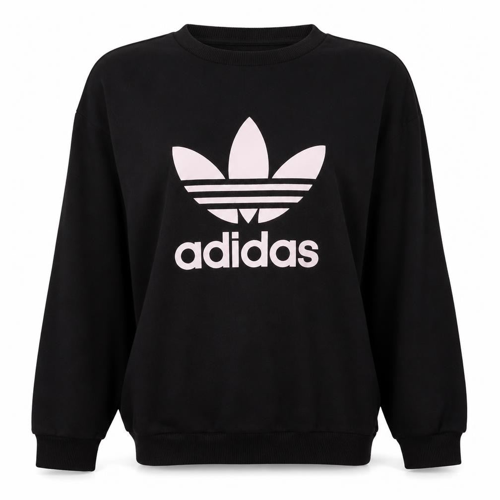 Adidas Womens Black Crew Neck Pullover Sweatshirt UK 6