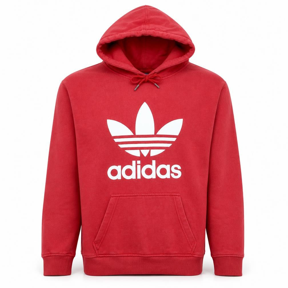 Adidas Men's Red Pullover Hoodie L Regular Fit Graphic Logo