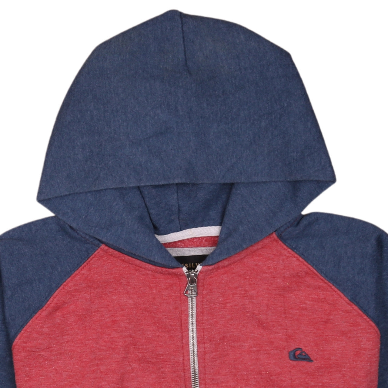 Quiksilver Mens Red Blue Full Zip Hoodie Size L Regular Fit