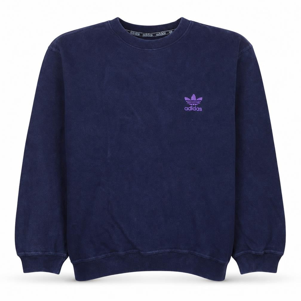 Adidas Men's Blue Crew Neck Embroidered Logo Sweatshirt L