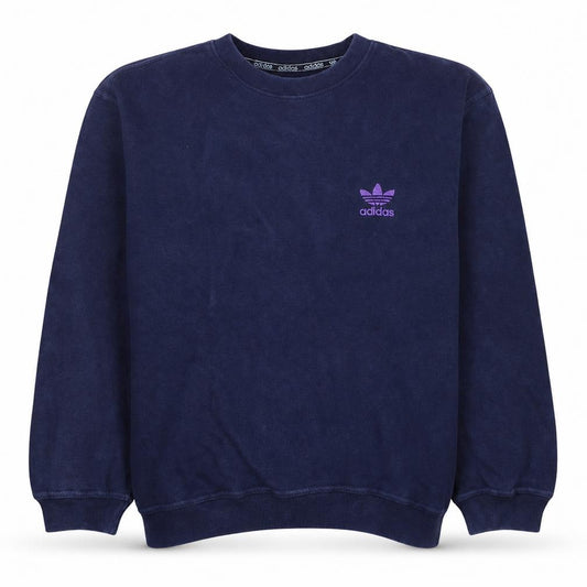 Adidas Men's Blue Crew Neck Embroidered Logo Sweatshirt L