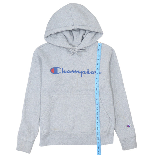 Champion Men's Grey Small Pullover Hoodie with Logo Print