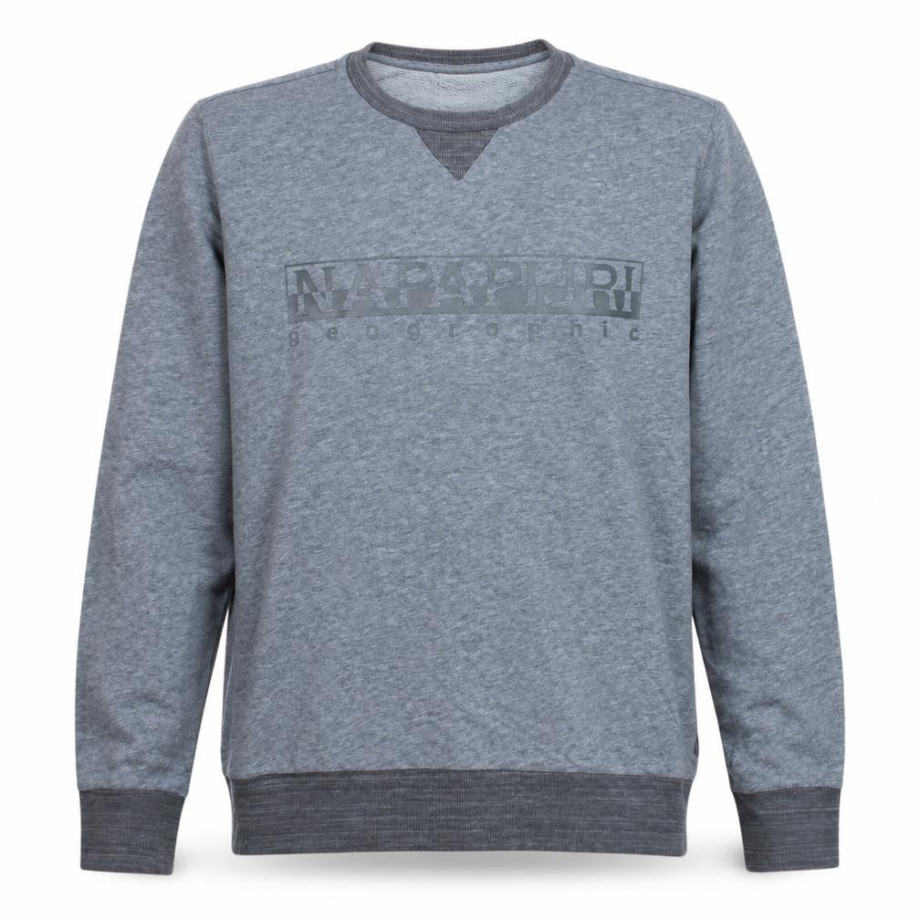 Napapijri Men's Grey Crew Neck Pullover Sweatshirt Size M