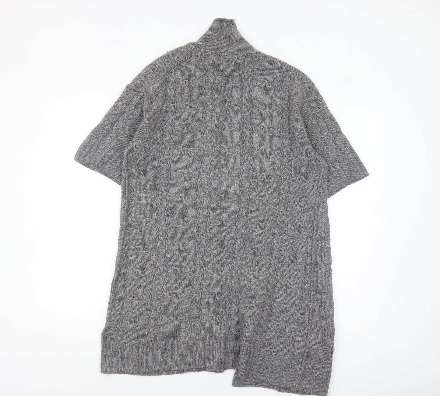 Banana Republic Women Grey Wool Blend Cable-Knit Open Cardigan L