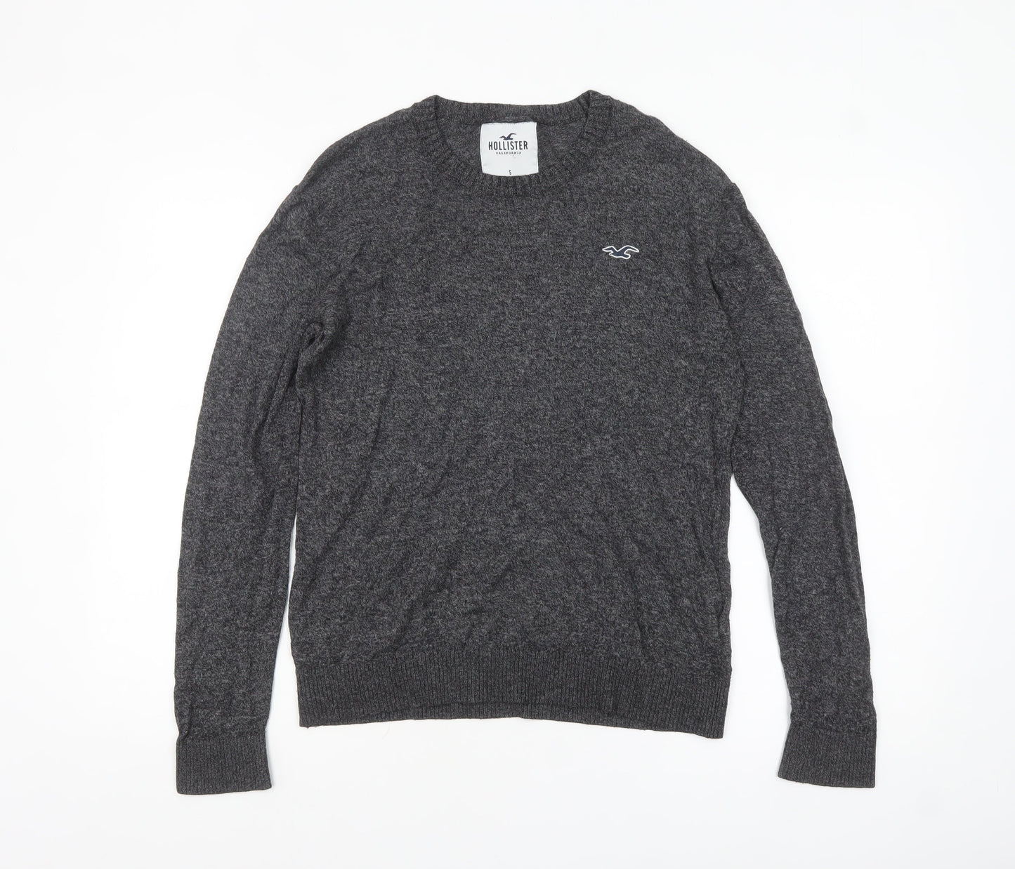 Hollister Men Grey Small Crew Neck Pullover Cotton Knit Jumper
