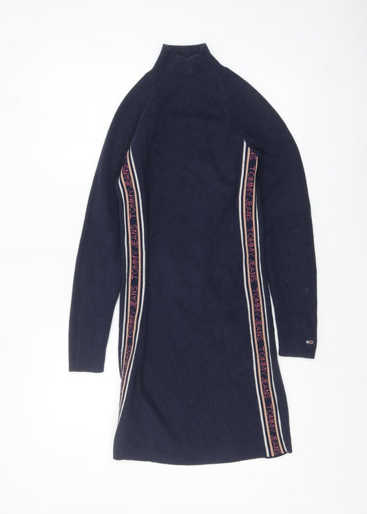 Tommy Jeans Women’s Blue XS Jumper Dress High Neck Long Sleeve