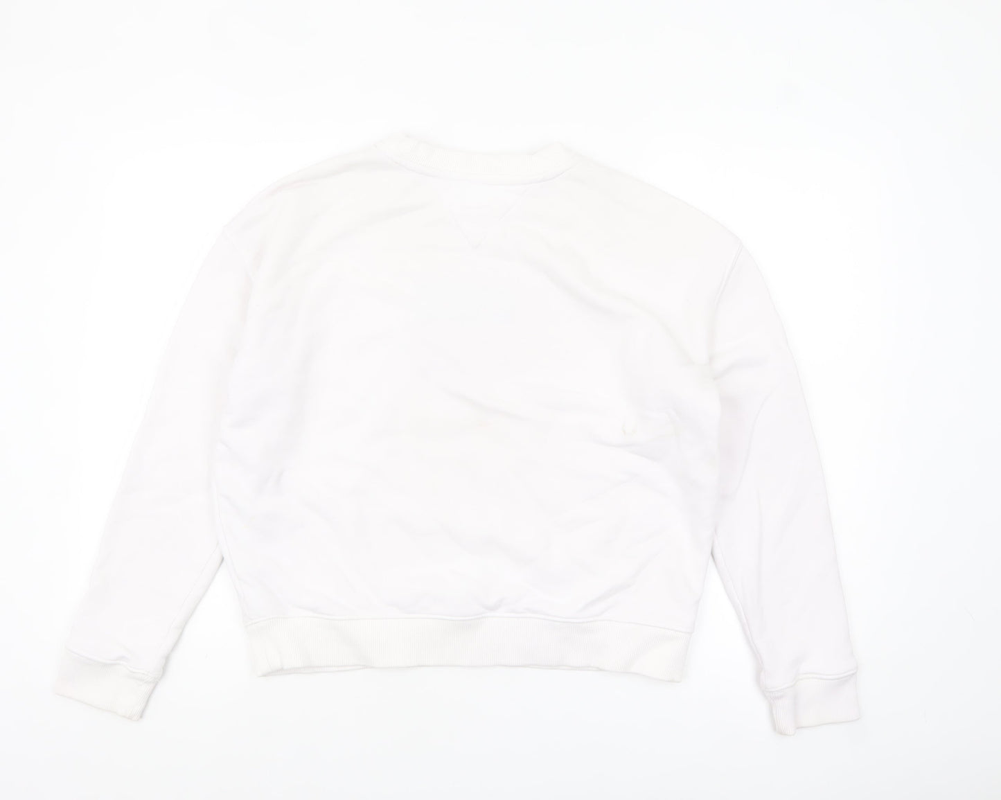Tommy Jeans Women's White Cotton Blend Logo Sweatshirt Size S