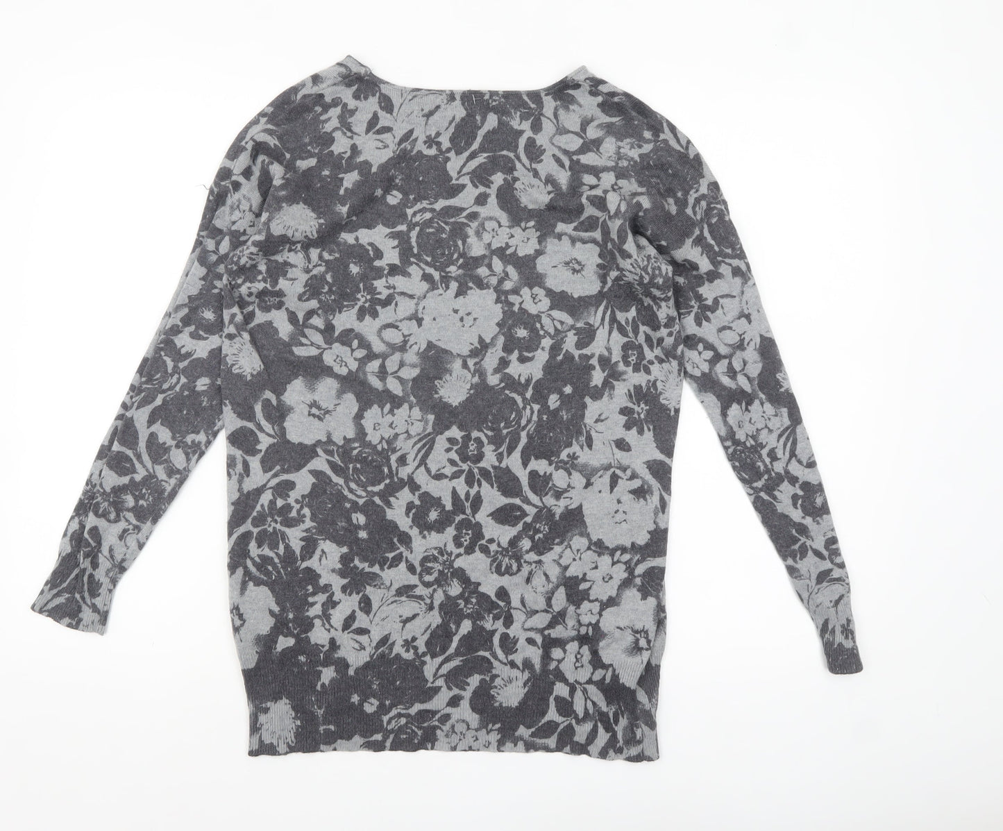 David Emanuel Women’s Grey Floral Knit Pullover Jumper XS