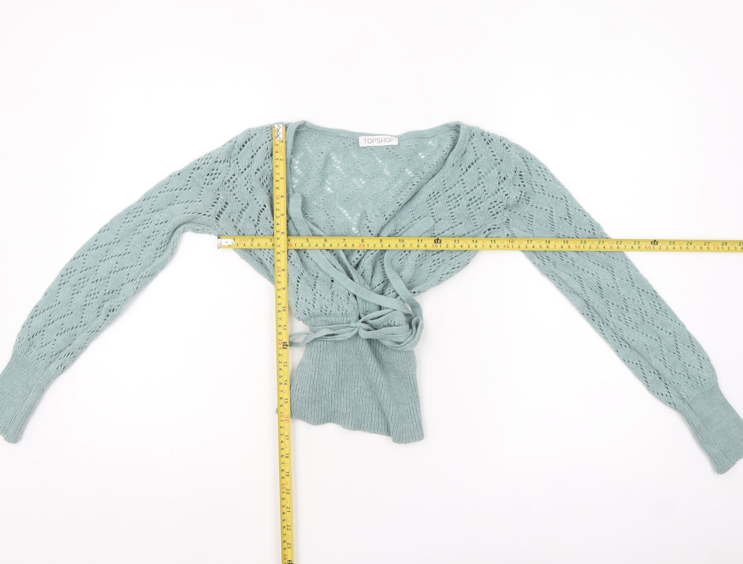 Topshop Women Green Size 8 Wrap Knit Acrylic Jumper