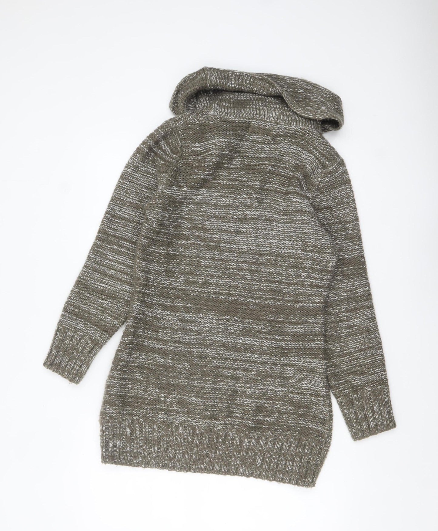 Papaya Women’s Brown Cowl Neck Cable-Knit Jumper Size 12 Acrylic Knitwear