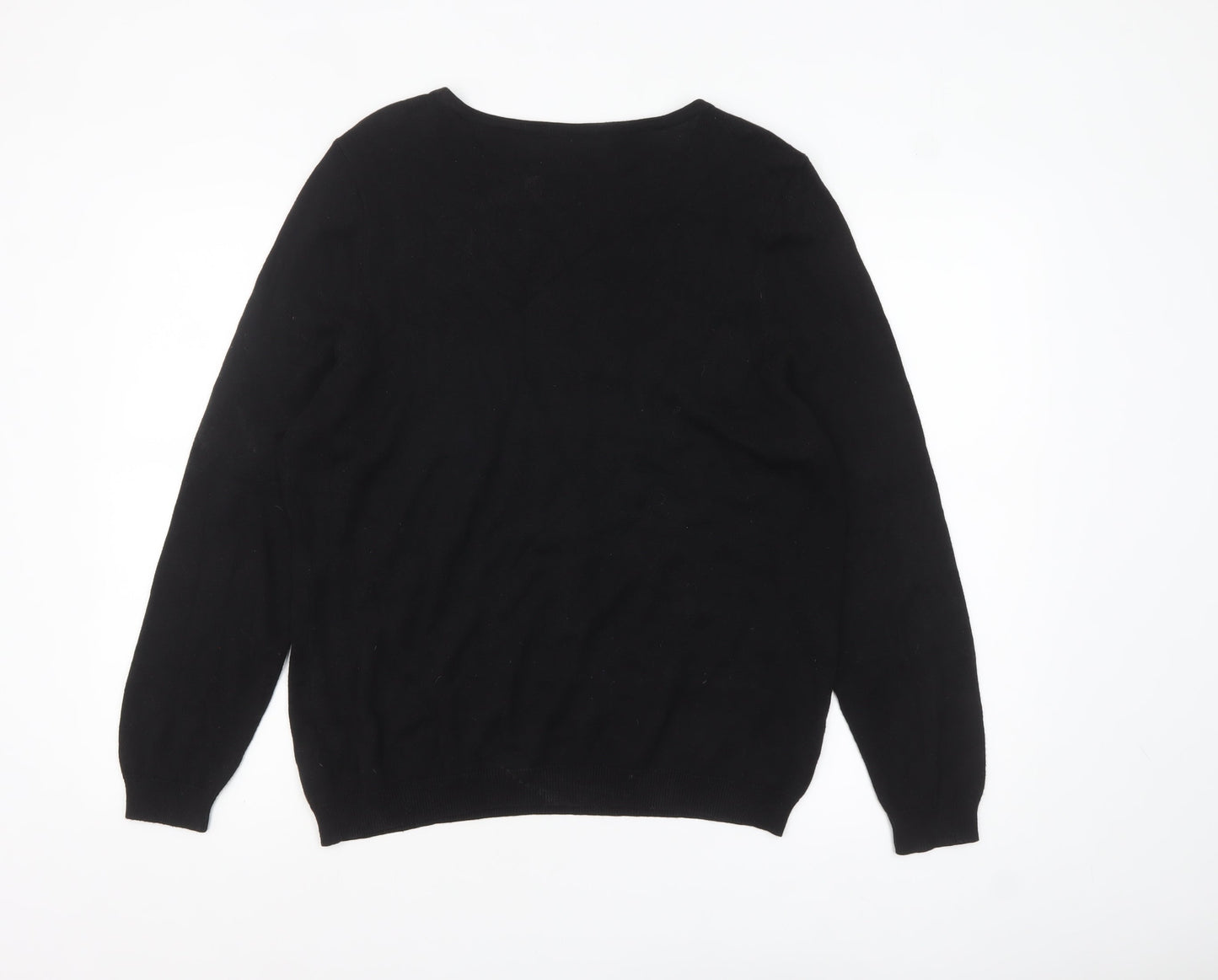 Wallis Women Black Size 18 Embroidered Crew Neck Jumper