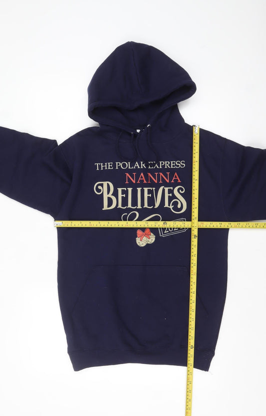 Just Hoods Unisex Blue Christmas Pullover Hoodie Size S