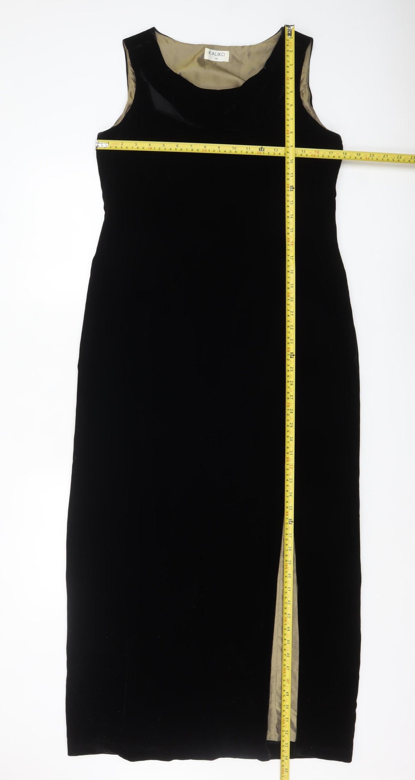 Kaliko Women's Black Velvet Sheath Dress Size 14 Formal Long