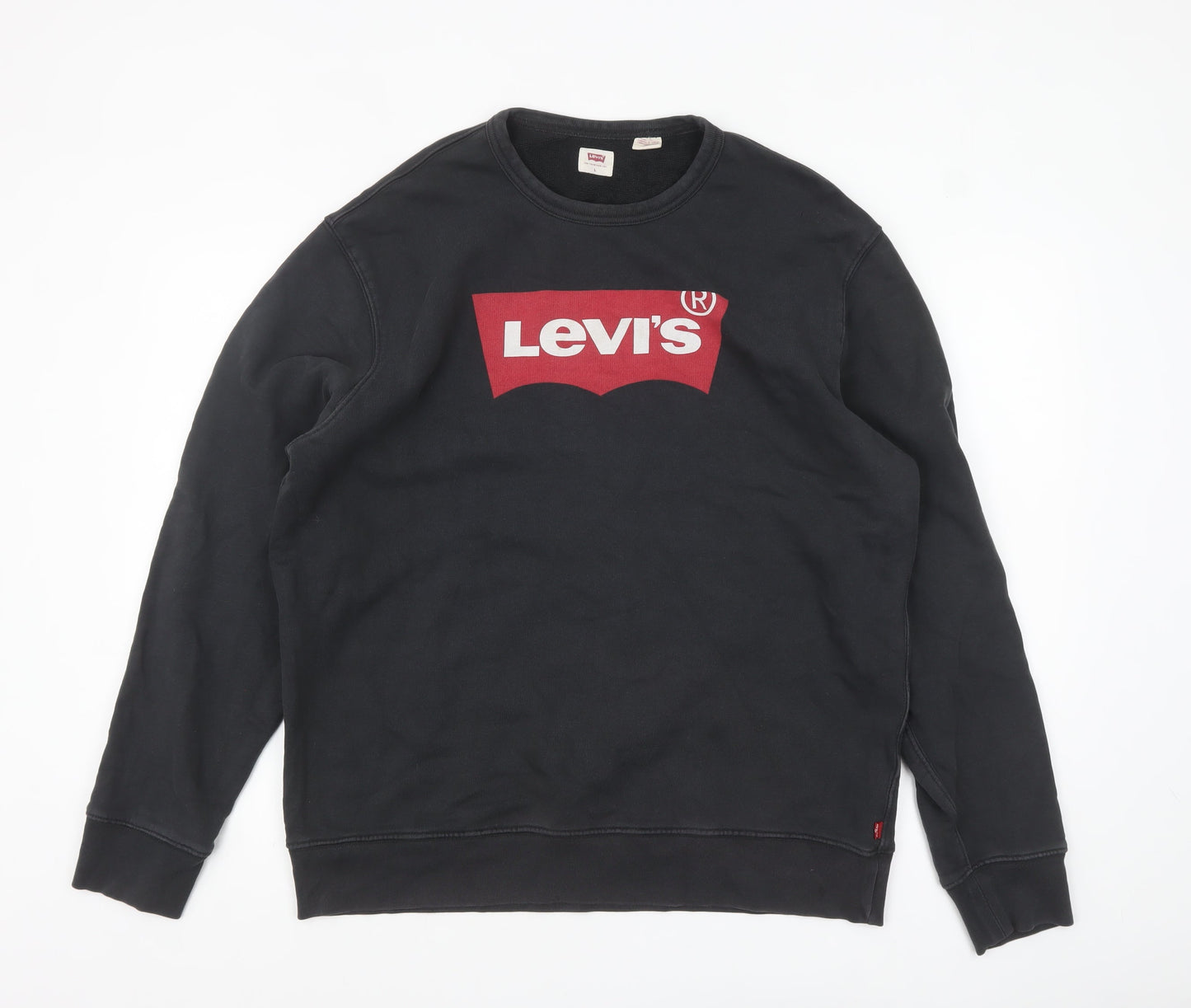Levi's Men's Black Logo Crew Neck Pullover Sweatshirt L