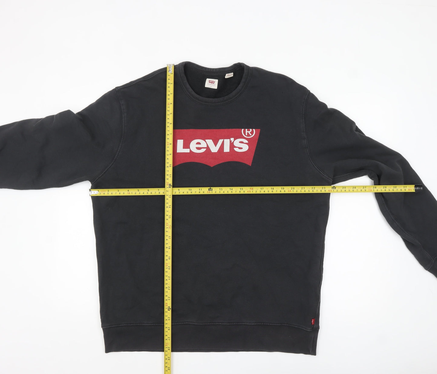 Levi's Men's Black Logo Crew Neck Pullover Sweatshirt L