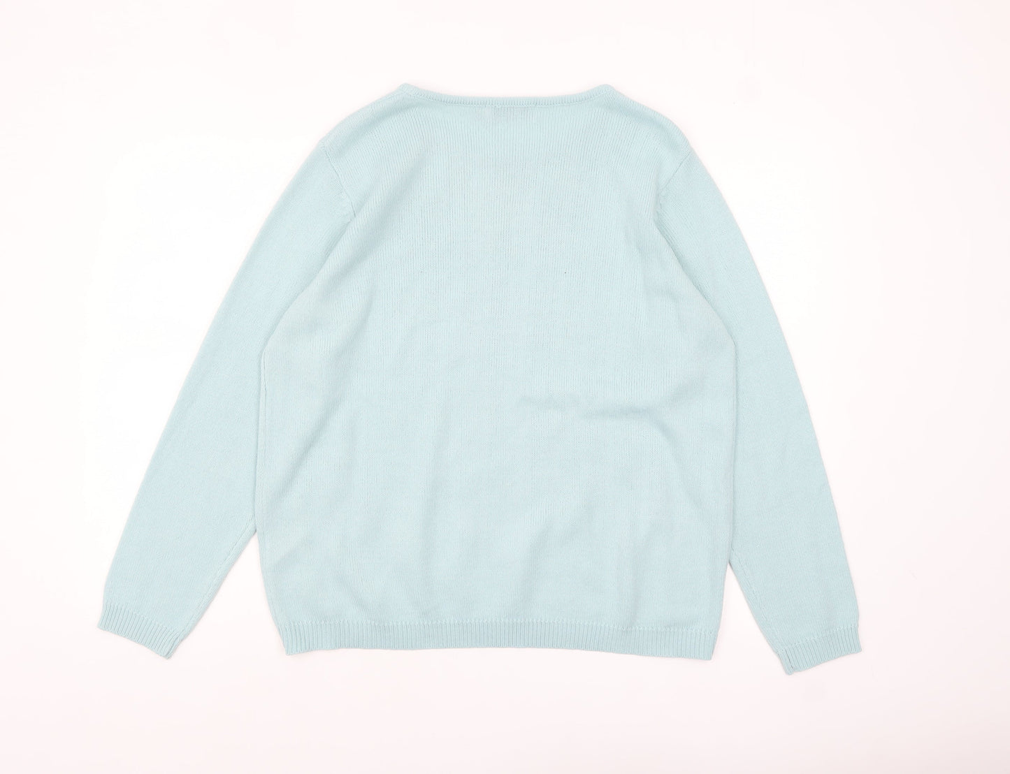 Honor Millburn Women's Blue Floral Embroidered Knit Jumper L 18-20