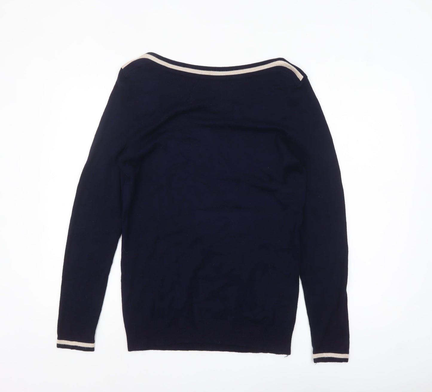 Wallis Women’s Blue Beige Boat Neck Bow Pullover Jumper Size 14