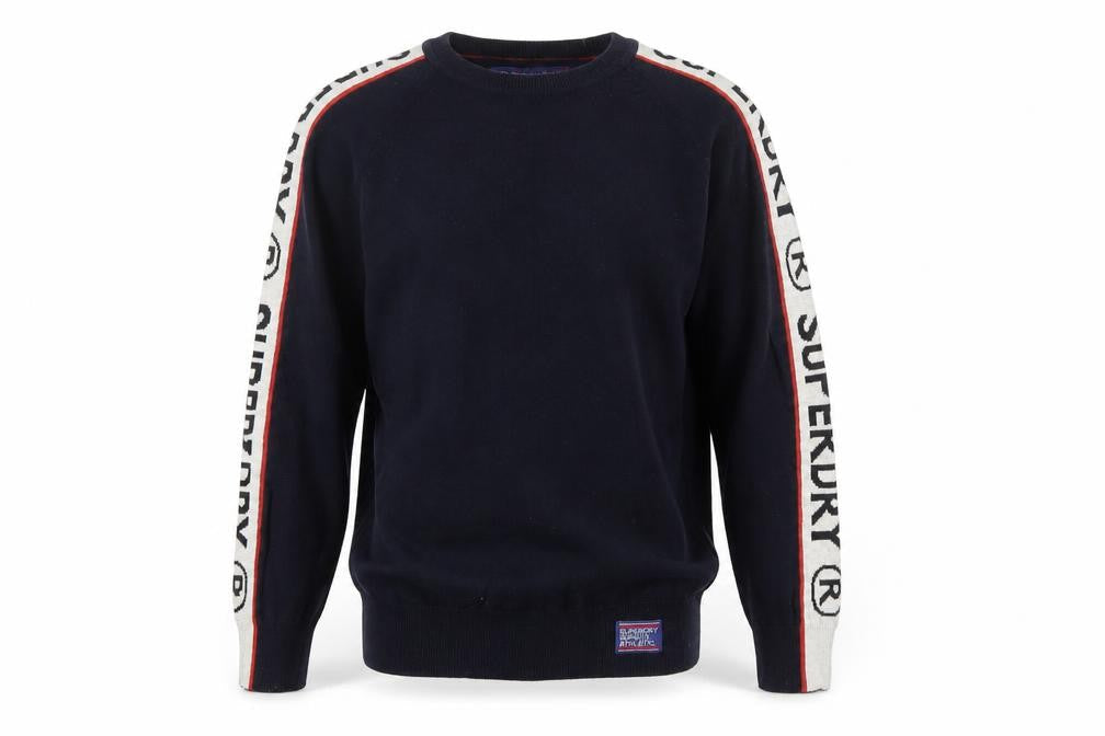 Superdry Mens Blue Small Crew Neck Cotton Pullover Jumper
